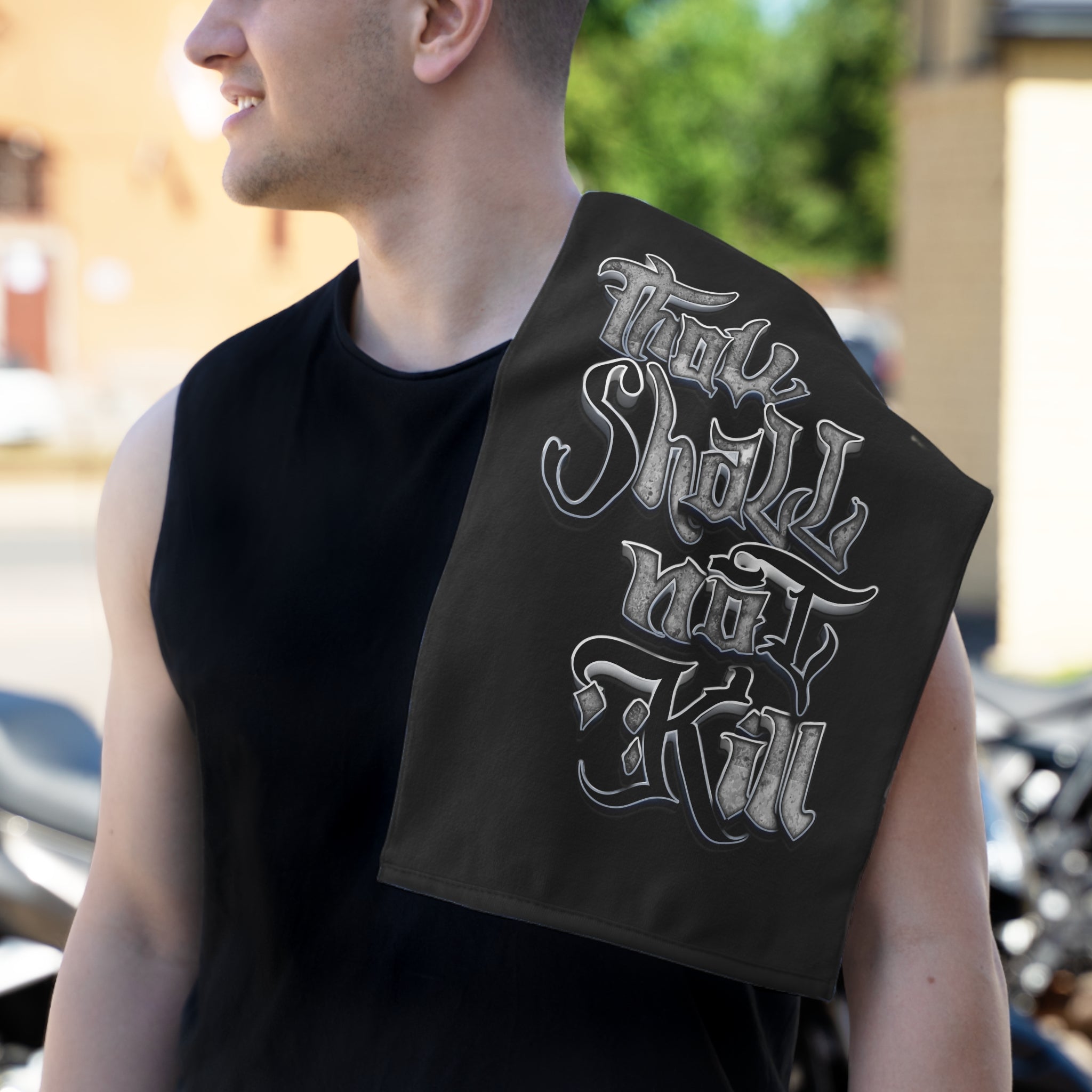 STK Silver/Black Thou Shall Not Kill Praise Towel