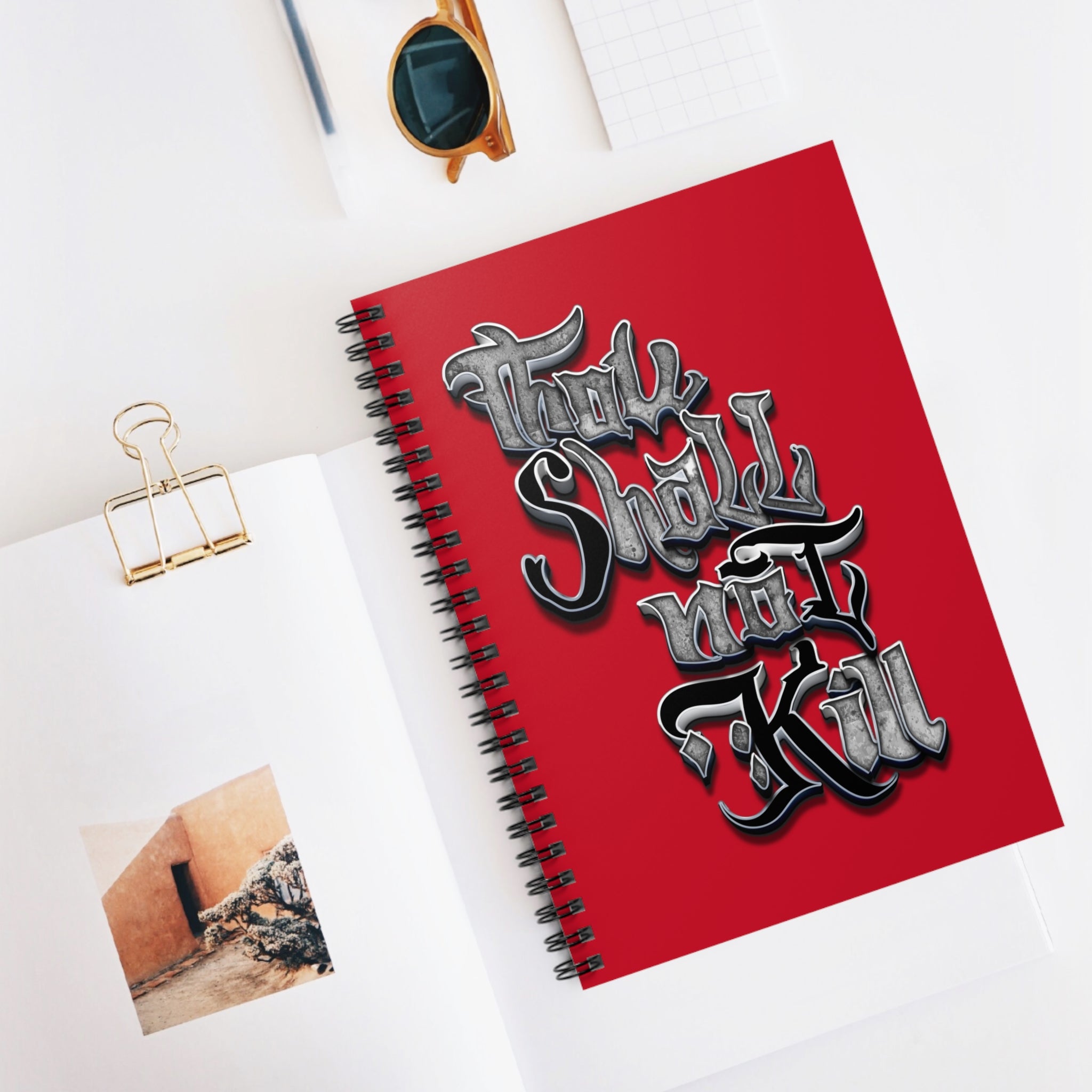 STK Silver/Red Thou Shall Not Kill Spiral Notebook