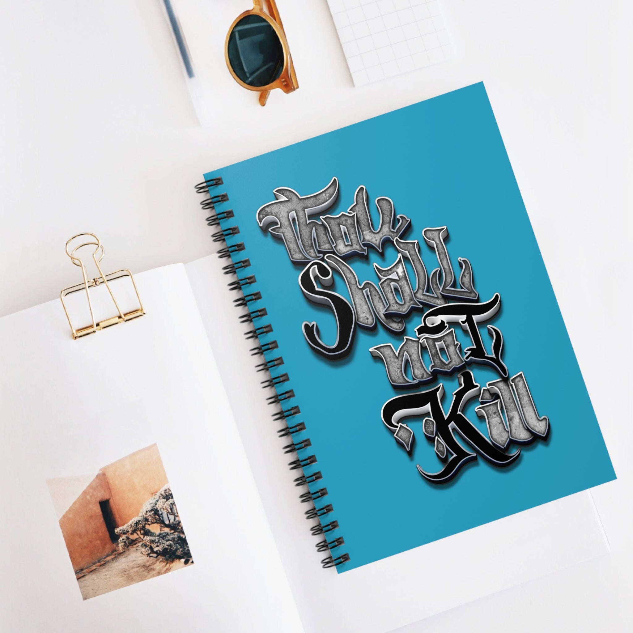 STK Silver/Turquoise Thou Shall Not Kill Spiral Notebook