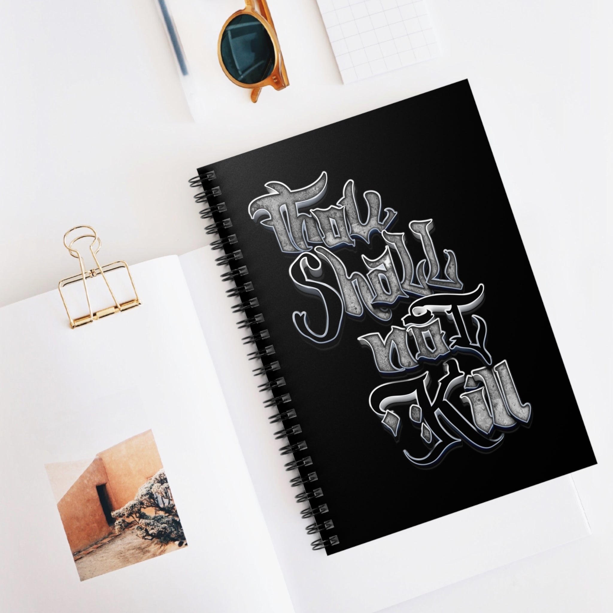 STK Silver/Black Thou Shall Not Kill Spiral Notebook