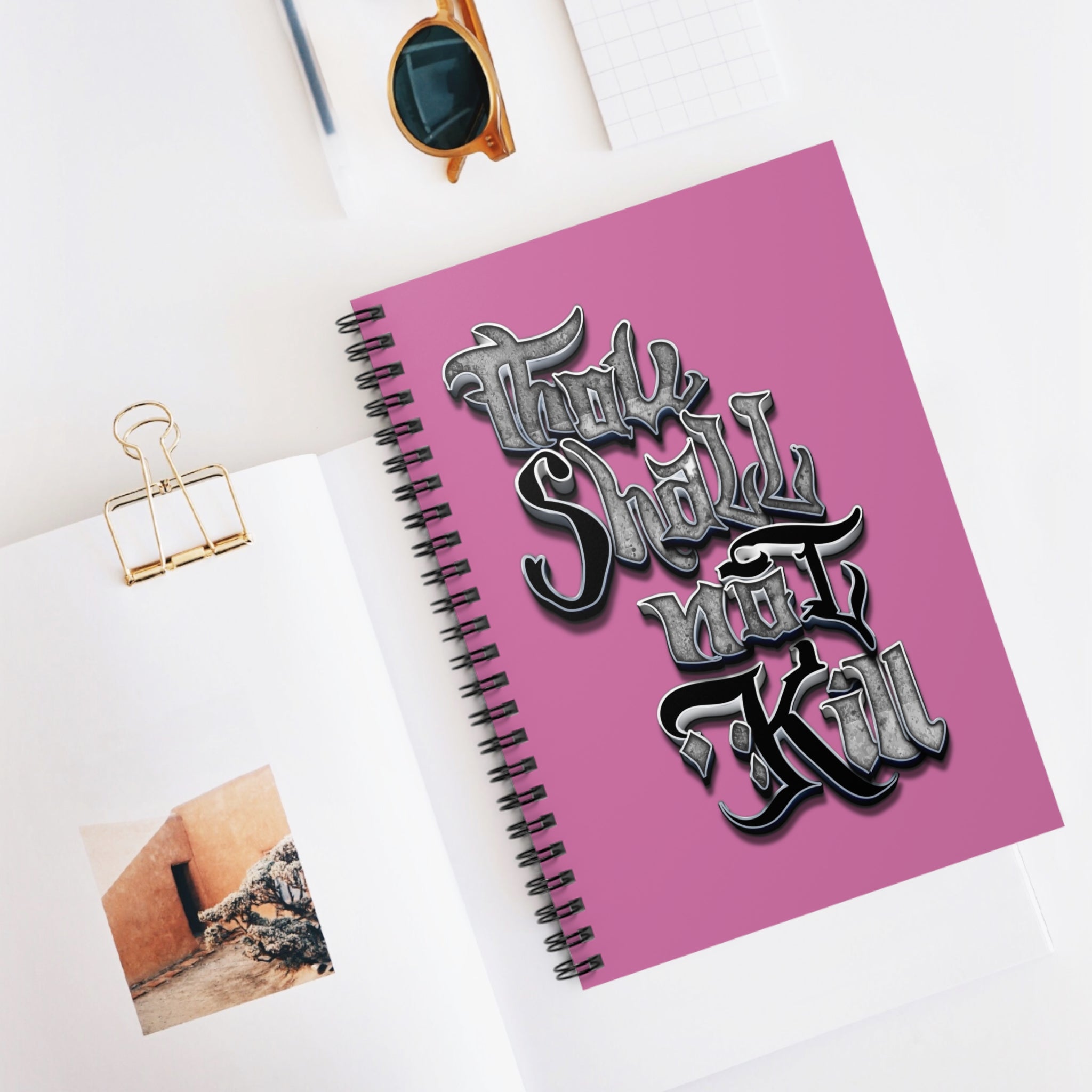 STK Silver/Pink Thou Shall Not Kill Spiral Notebook