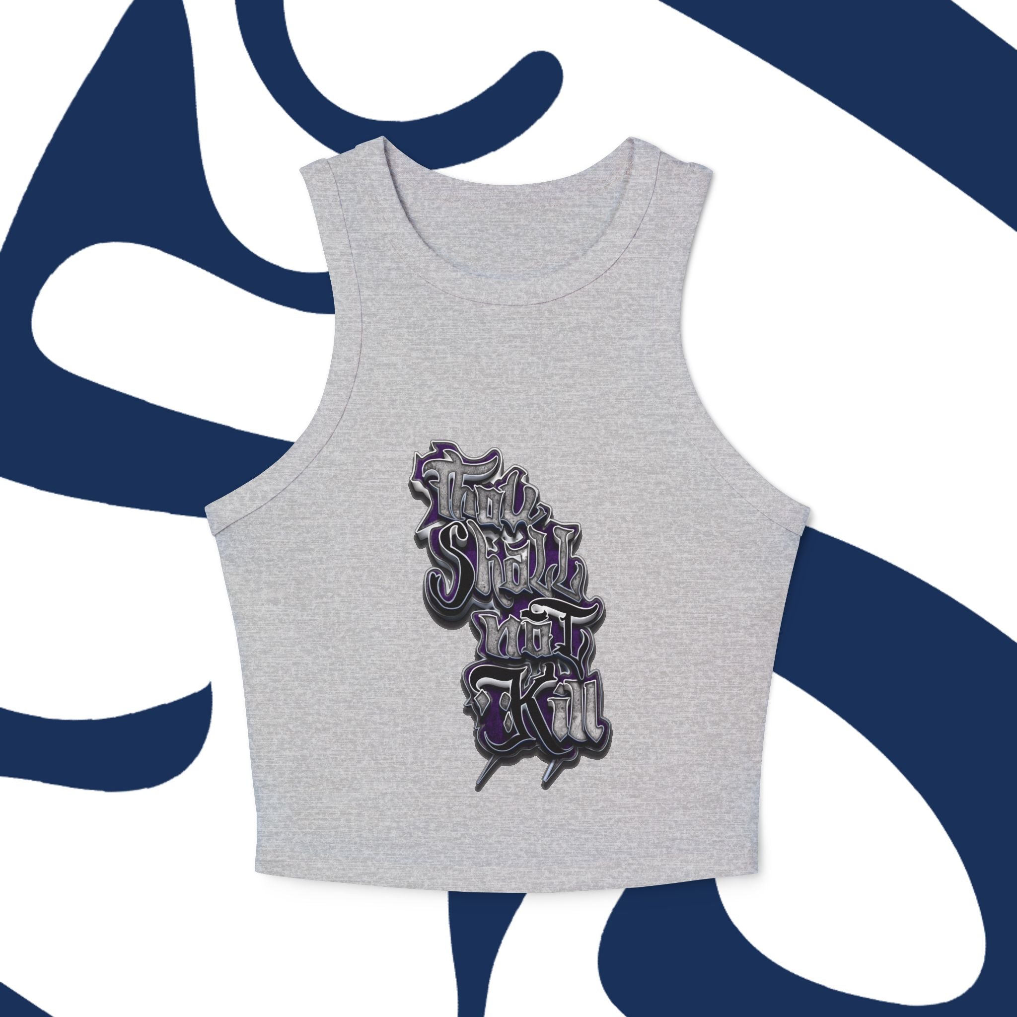 STK Purple Thou Shall Not Kill Women's Ribbed Racer Tank Top