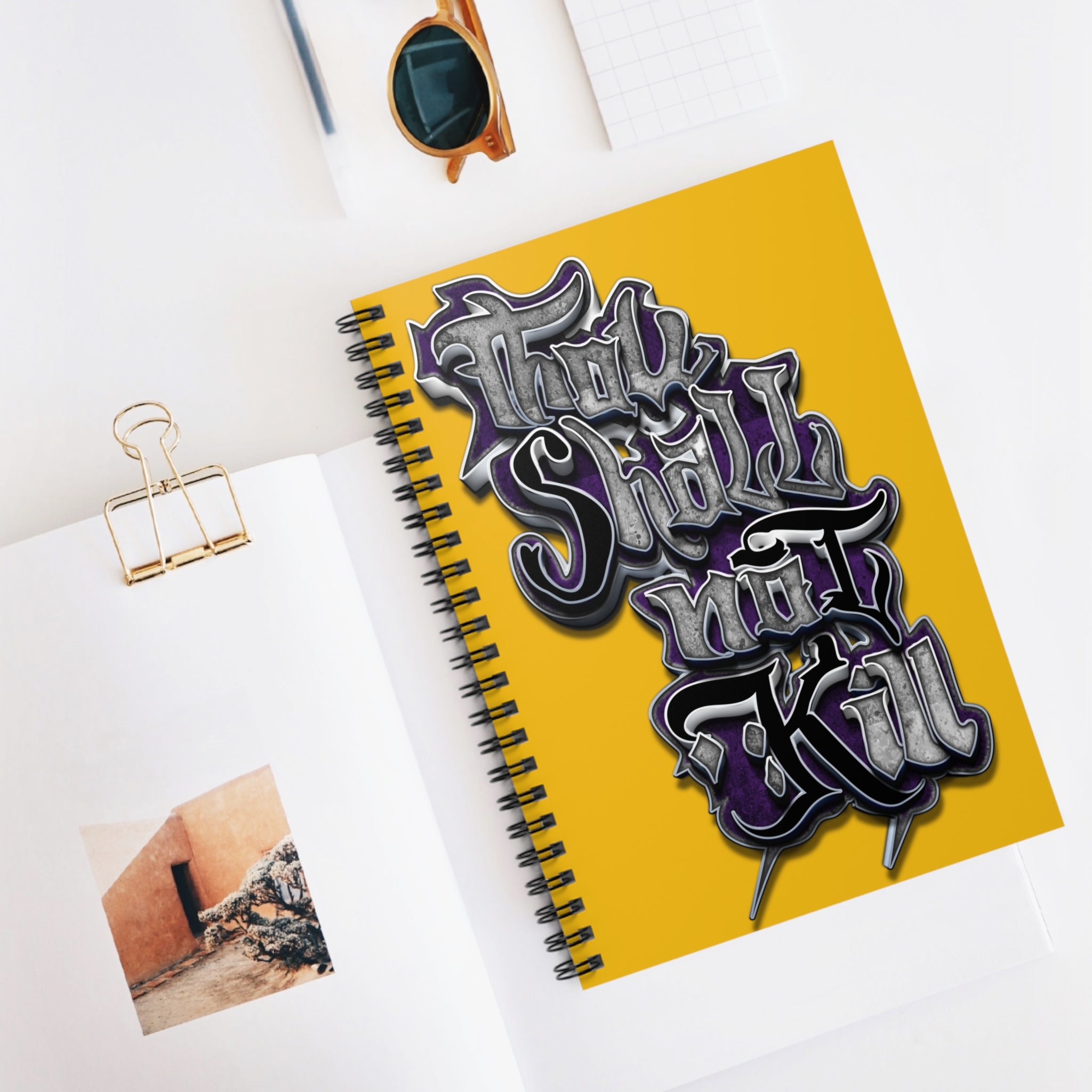 STK Purple/Gold Thou Shall Not Kill Spiral Notebook