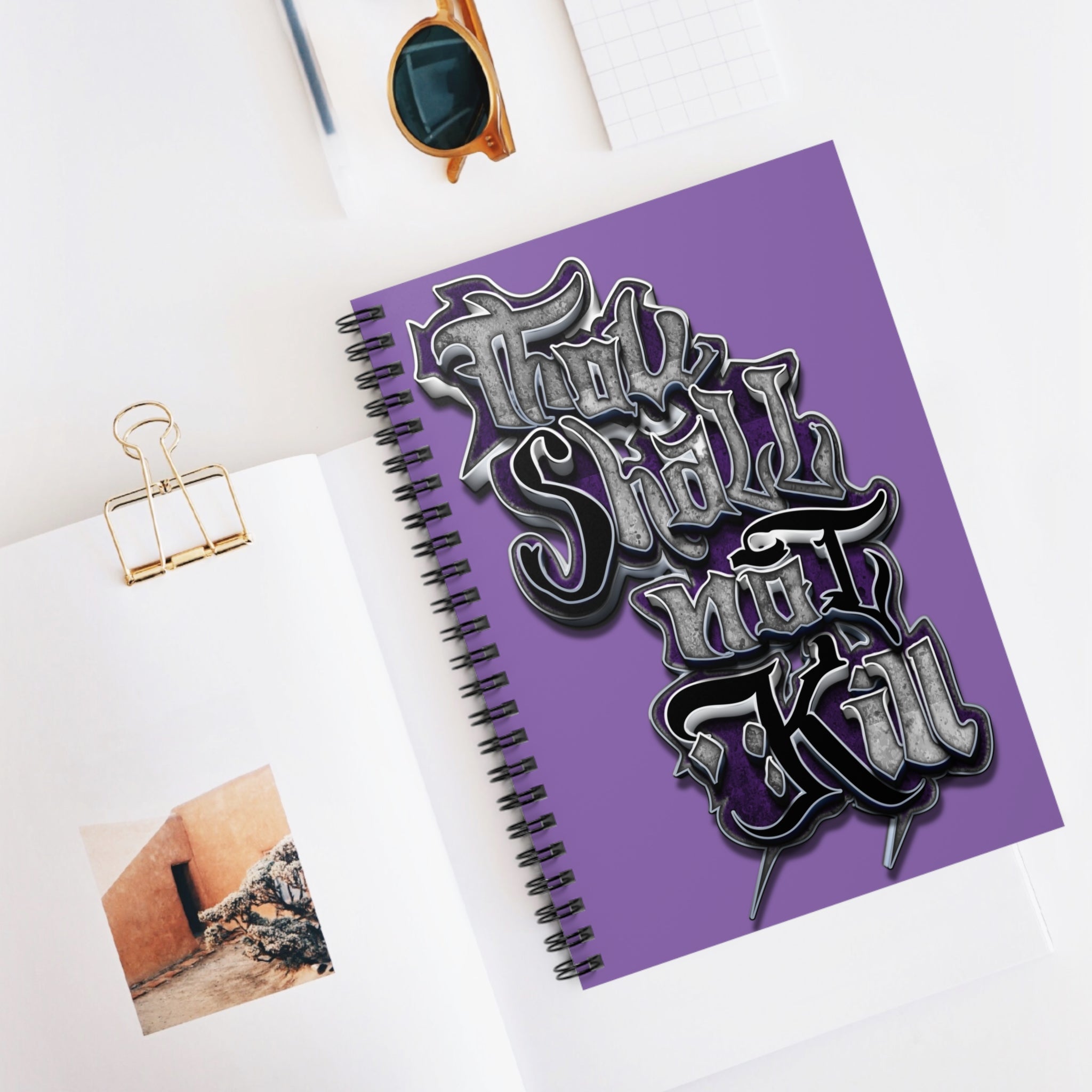 STK Purple/Purple Thou Shall Not Kill Spiral Notebook