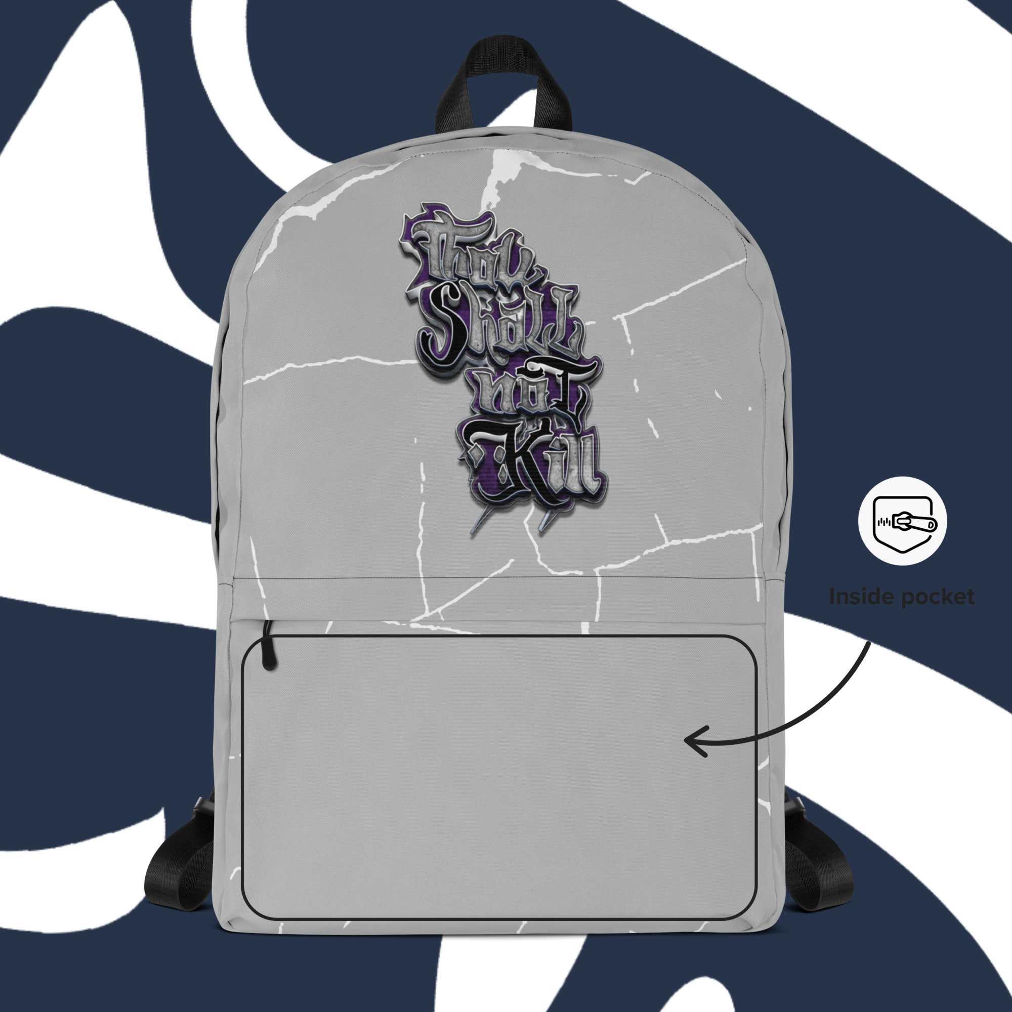 STK Purple Thou Shall Not Kill Gray Backpack (6 on front pocket)