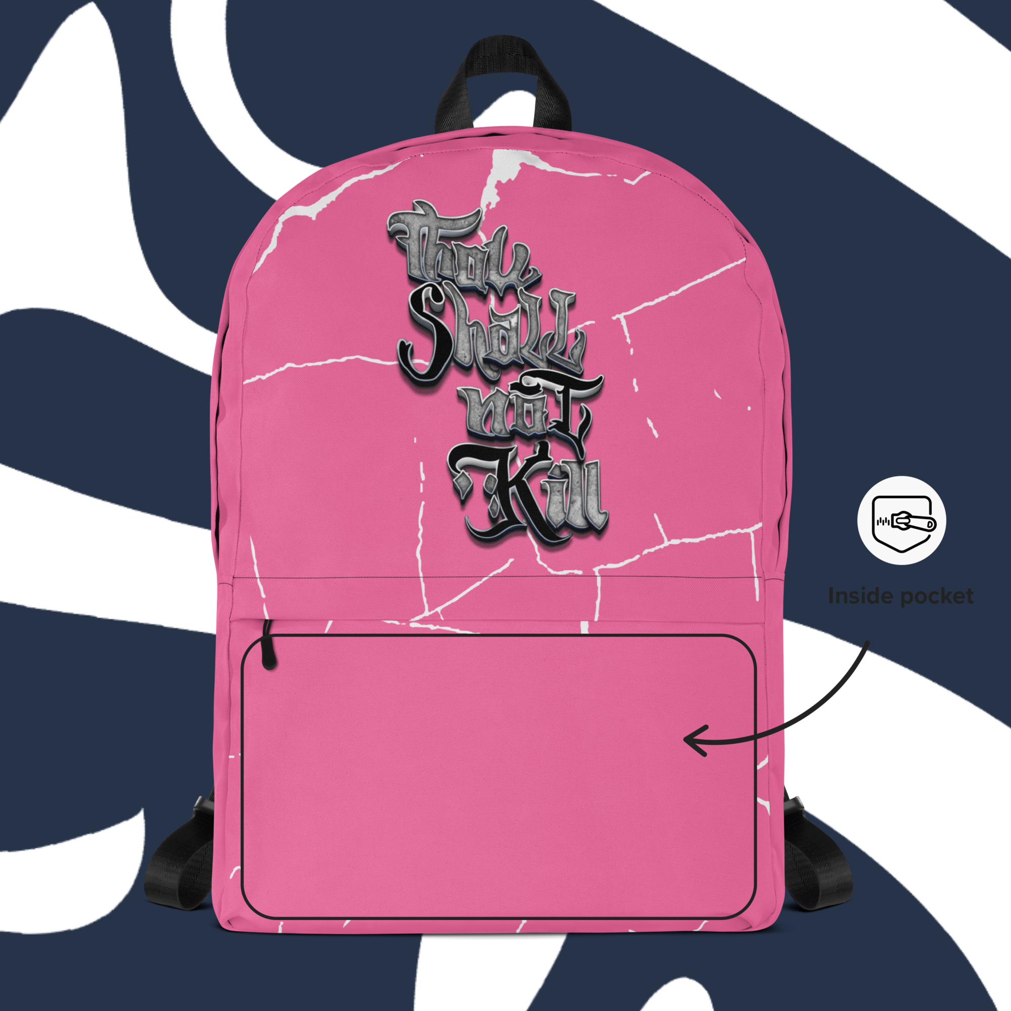 STK Silver Thou Shall Not Kill Pink Backpack (6 on front pocket)