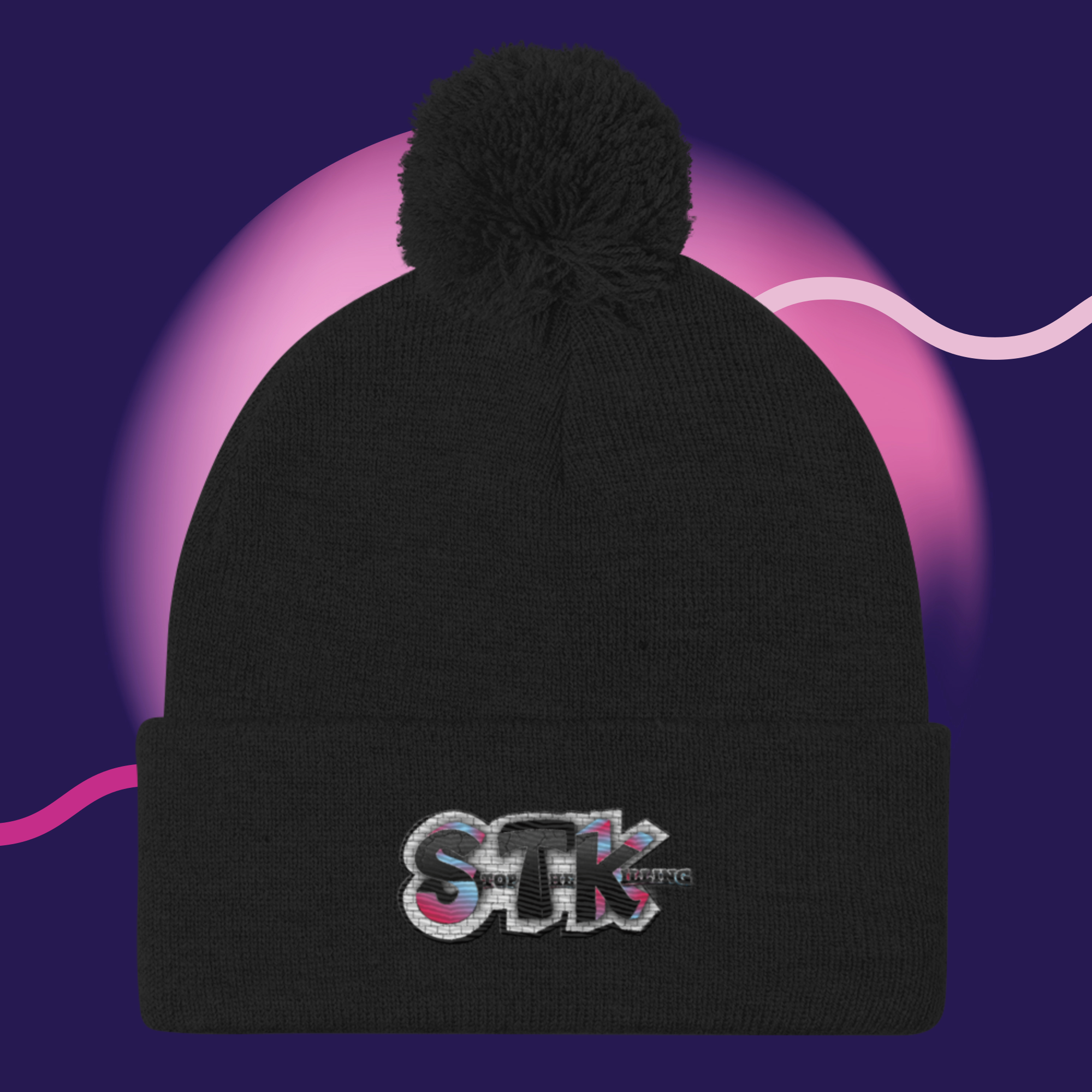 STK Graffiti Pom Pom Beanie