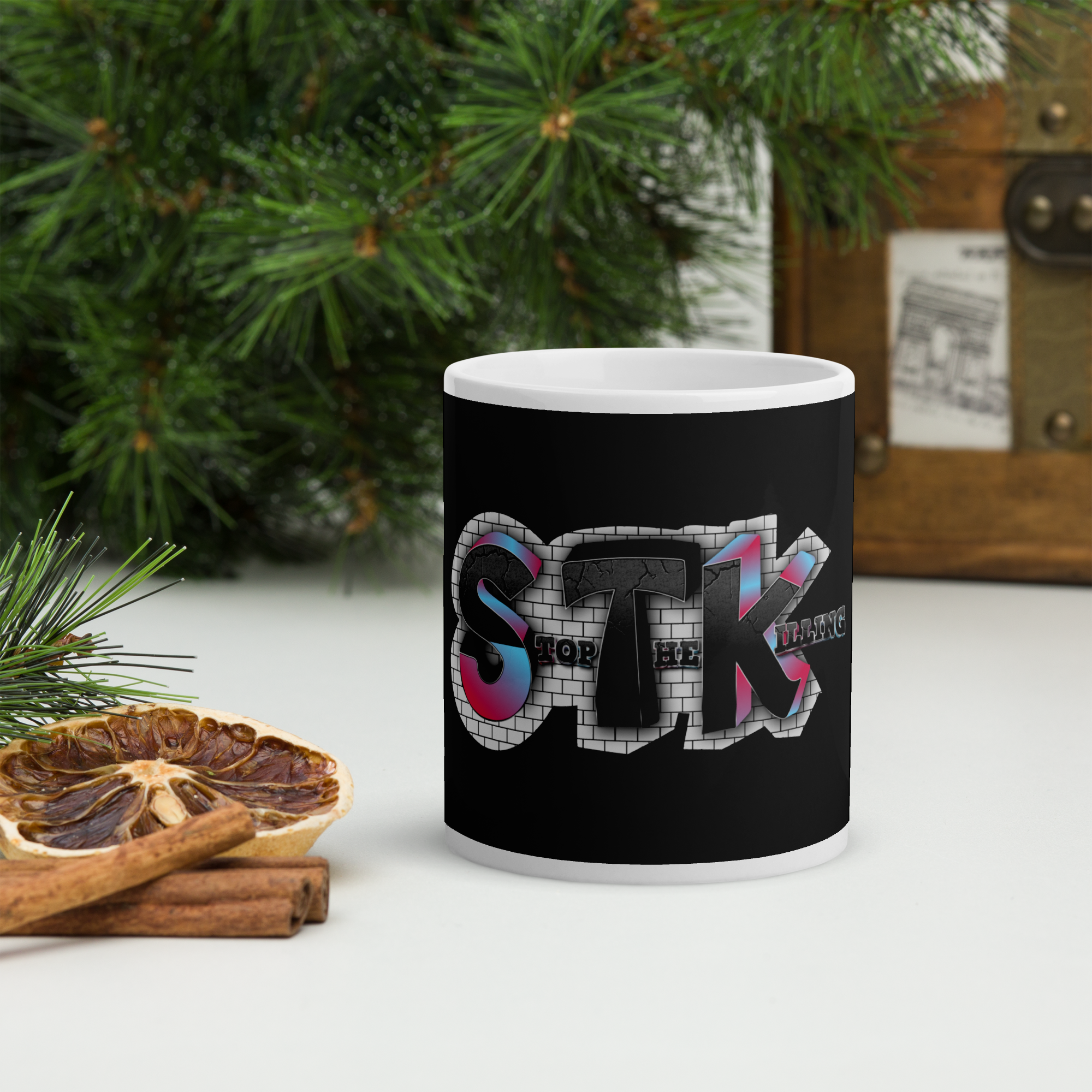 STK Black Graffiti glossy mug